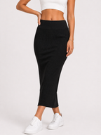Ribbed High Waist Bodycon Midi Skirt