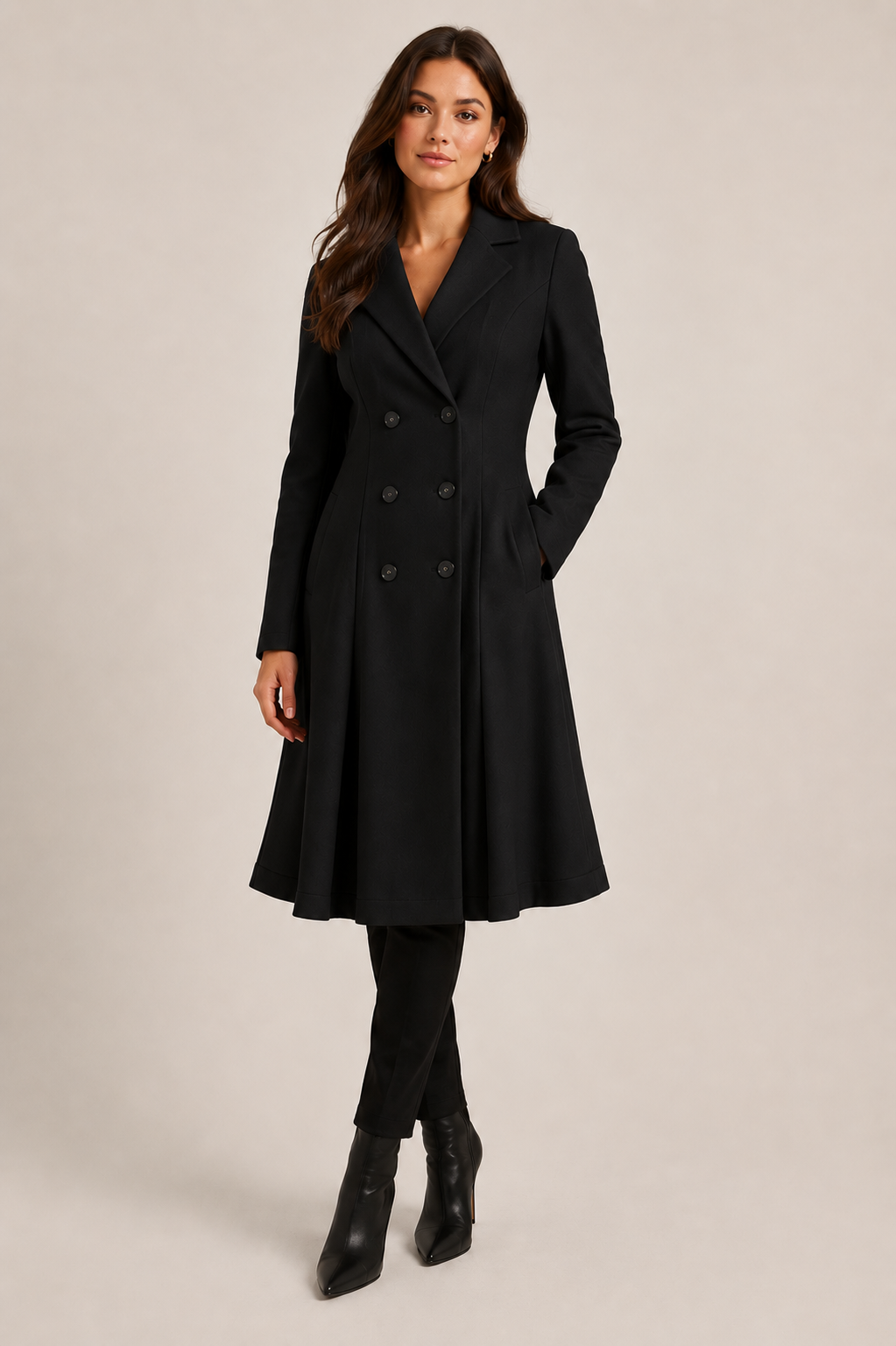 Elegant Double-Breasted Longline Coat