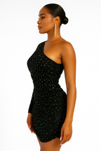One-Shoulder Glitter Mini Dress – Party & Night Out