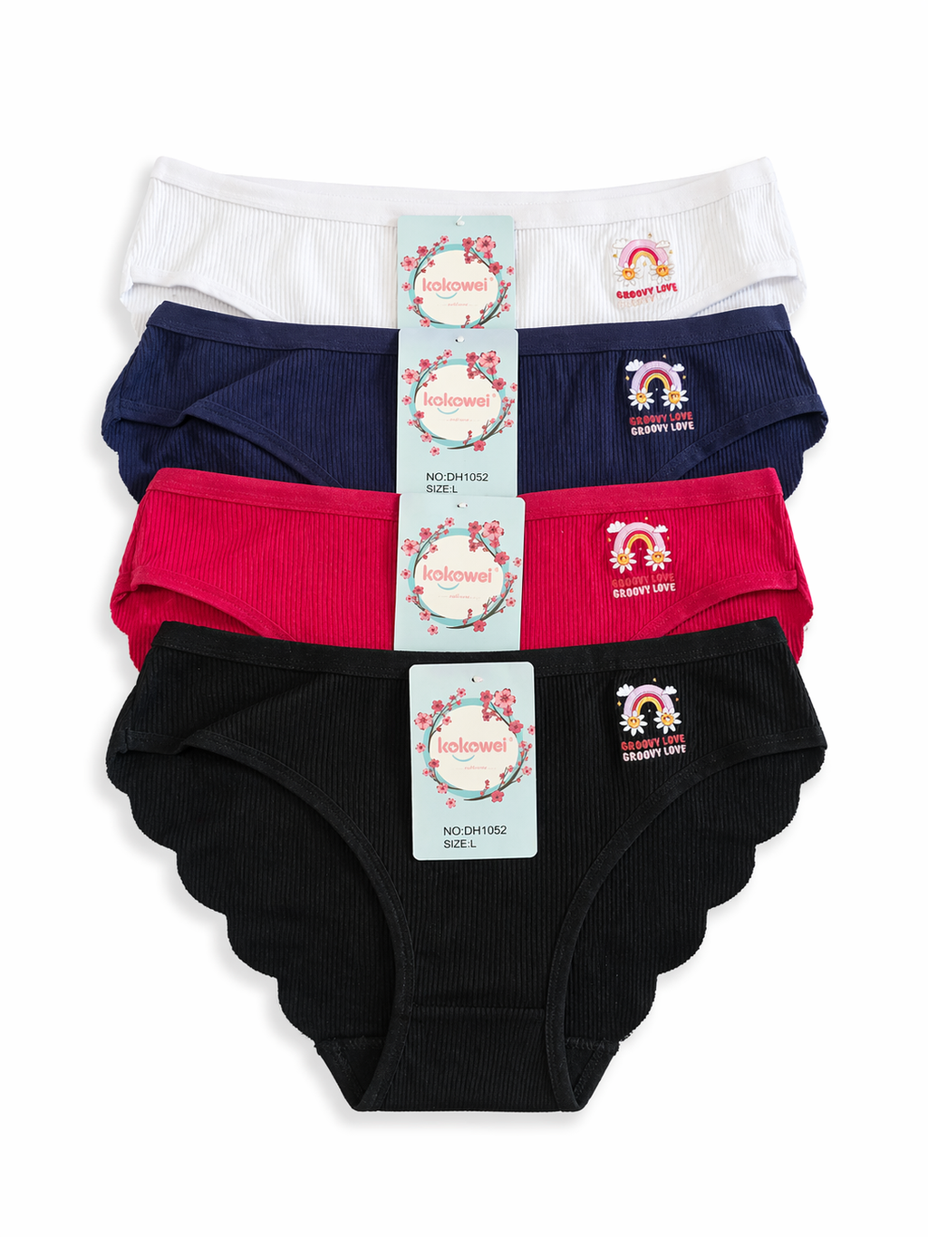 Ribbed Rainbow Print Brief Panty 2PC
