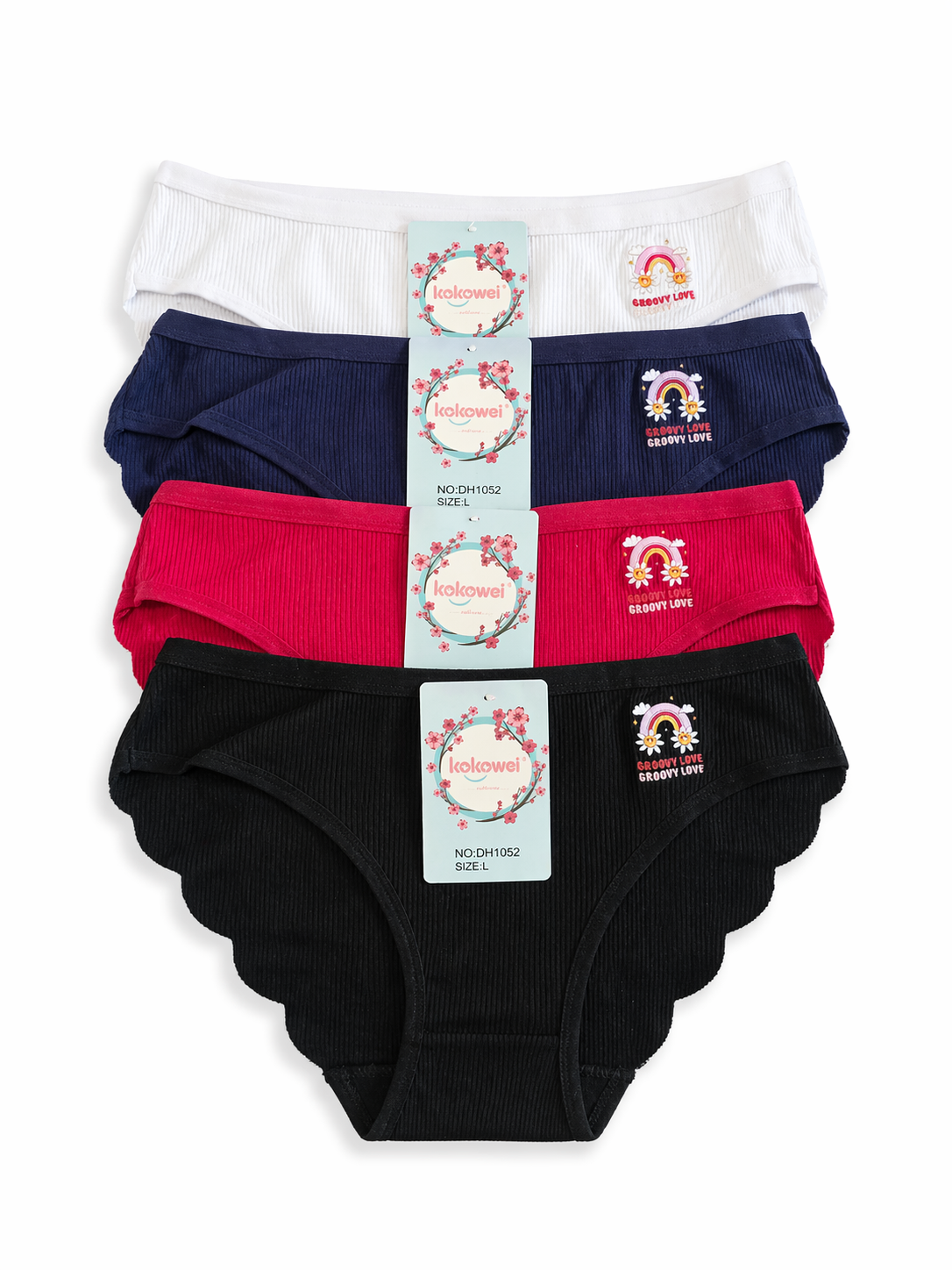 Ribbed Rainbow Print Brief Panty 2PC