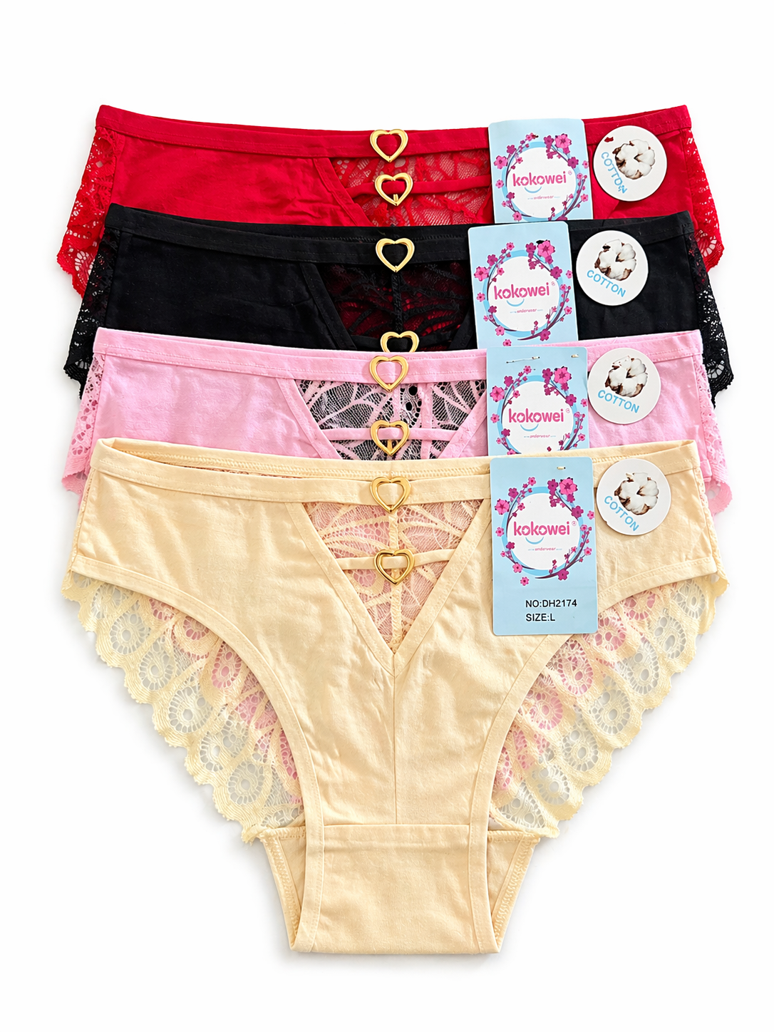 Lace Heart Detail Brief Panty 2Pcs
