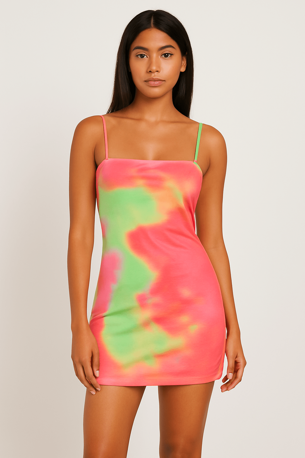 Tie Dye Spaghetti Straps Bodycon Mini Dress