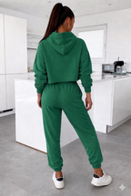 Women’s 2-Piece Fleece Loungewear Set – Cropped Hoodie & High-Waisted Joggers