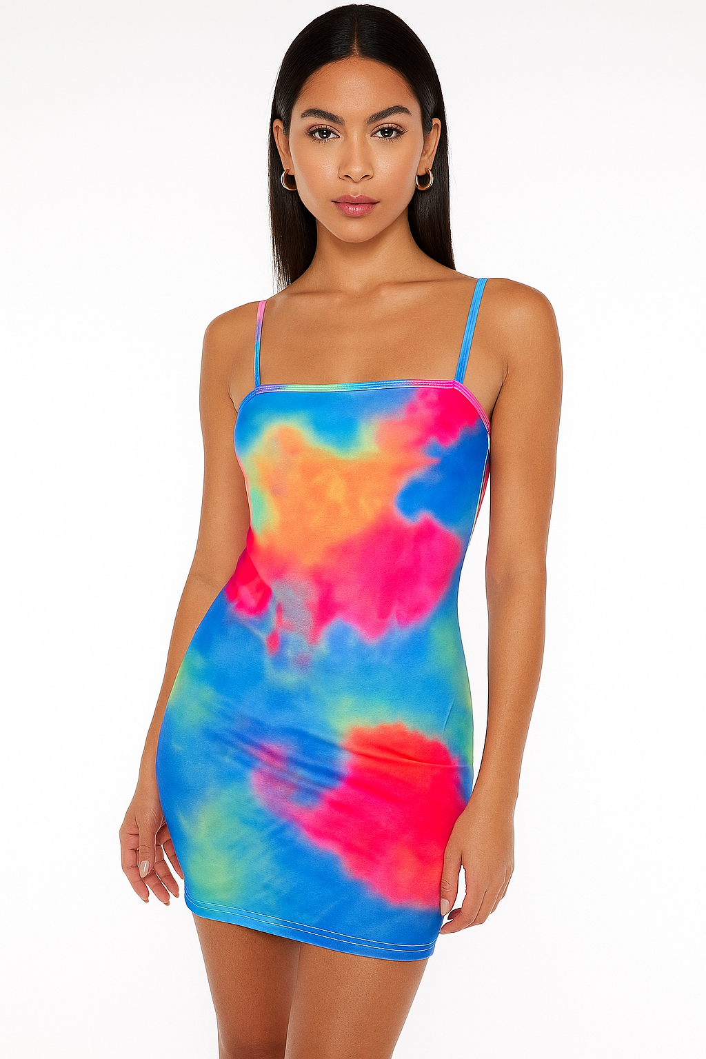 Tie Dye Spaghetti Straps Bodycon Mini Dress