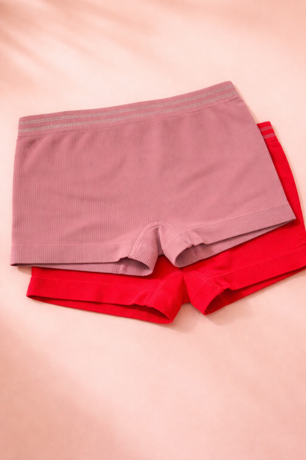 Women’s Ribbed Seamless Boyshort Briefs 2PC
