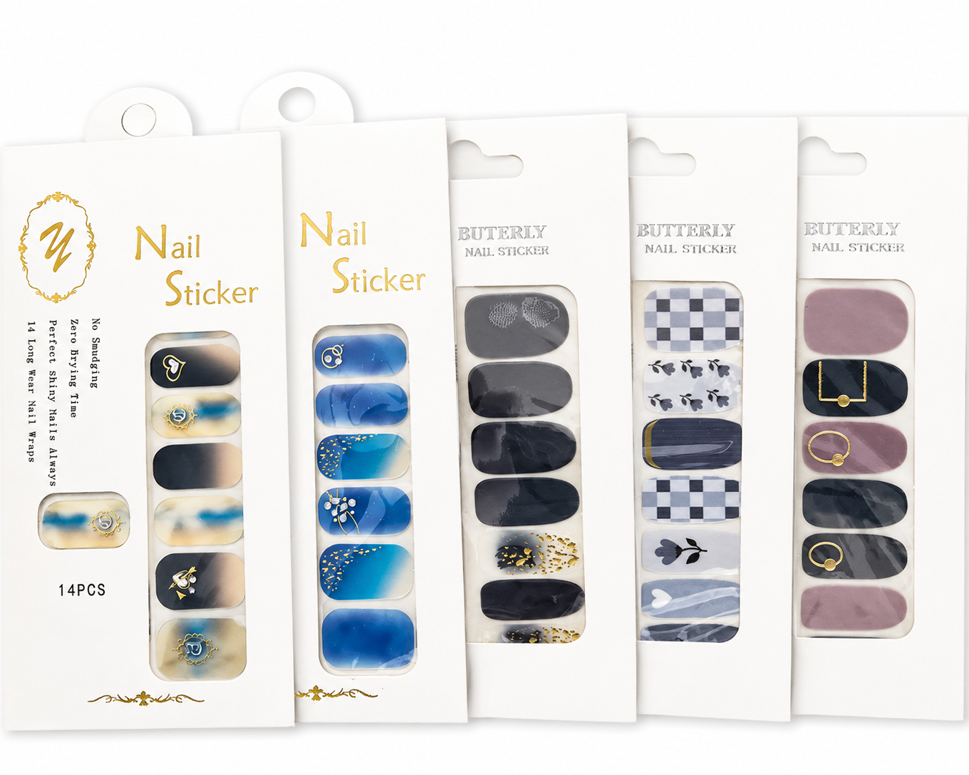 Elegant Designer UV Nail Wrap Stickers