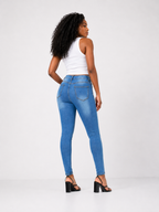 Women's High Stretch MId-Risee Skinny Blue Jeans DYQ-255