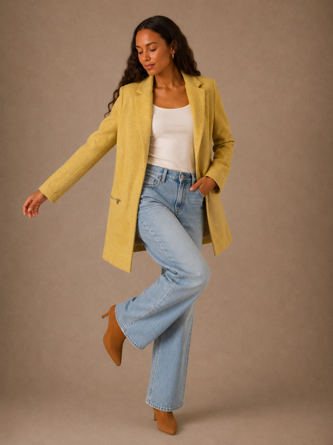 Elegant Tailored Mid-Length Blazer Coat