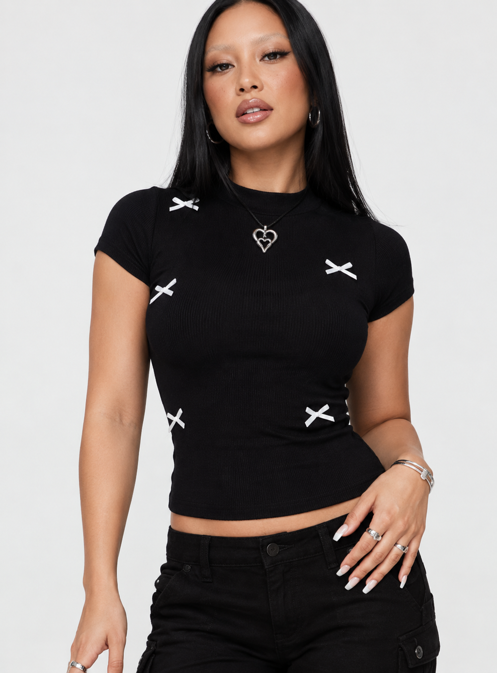 Bow-Detail Ribbed Women's Top