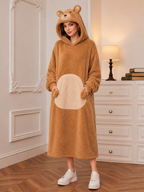 Cozy Bear Plush Hoodie Blanket Dress