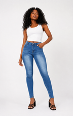 Women's High Stretch MId-Risee Skinny Blue Jeans DYQ-255