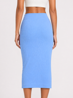 Ribbed High Waist Bodycon Midi Skirt