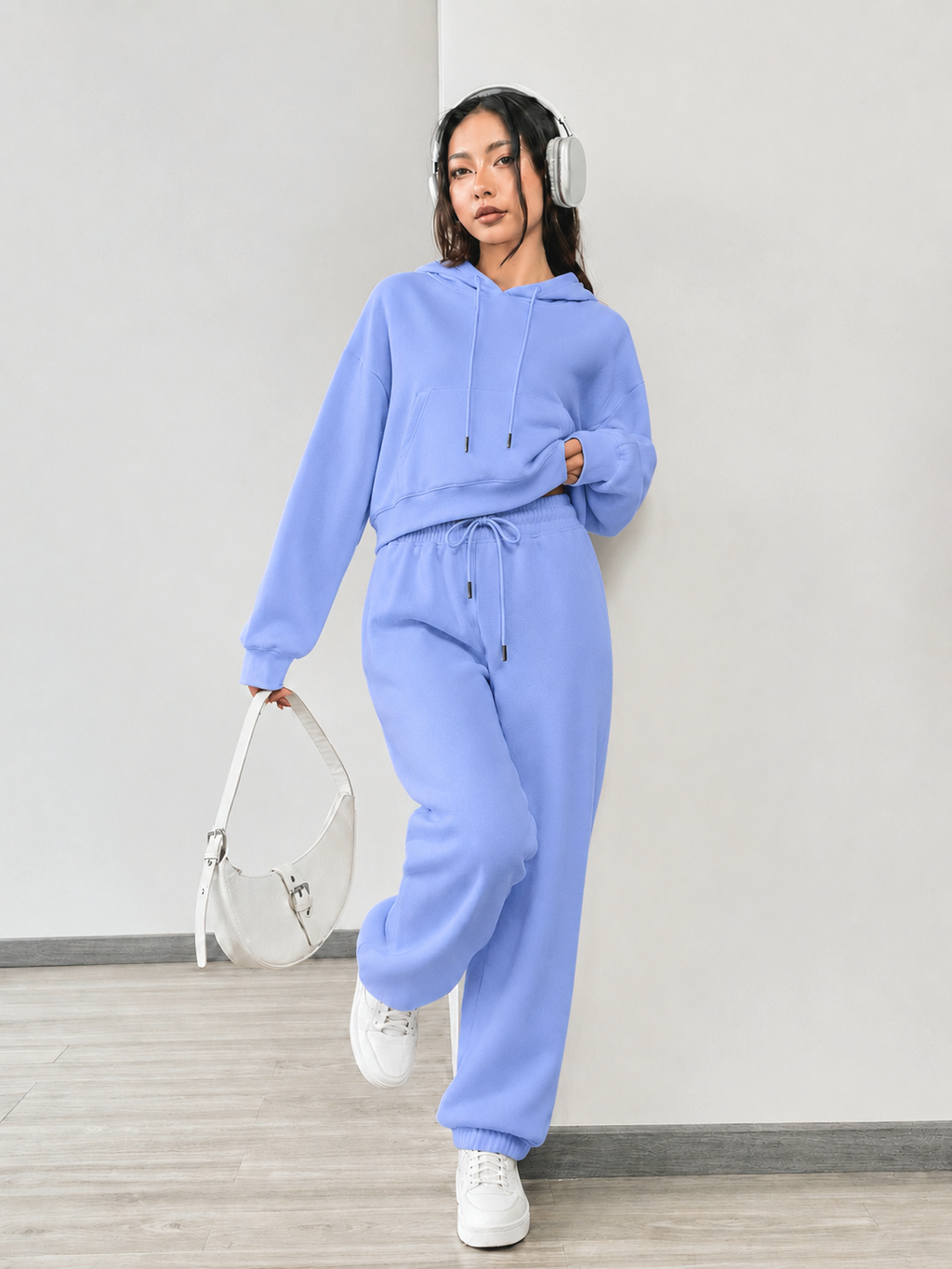 Everyday Comfort Cropped Hoodie Tracksuit Set