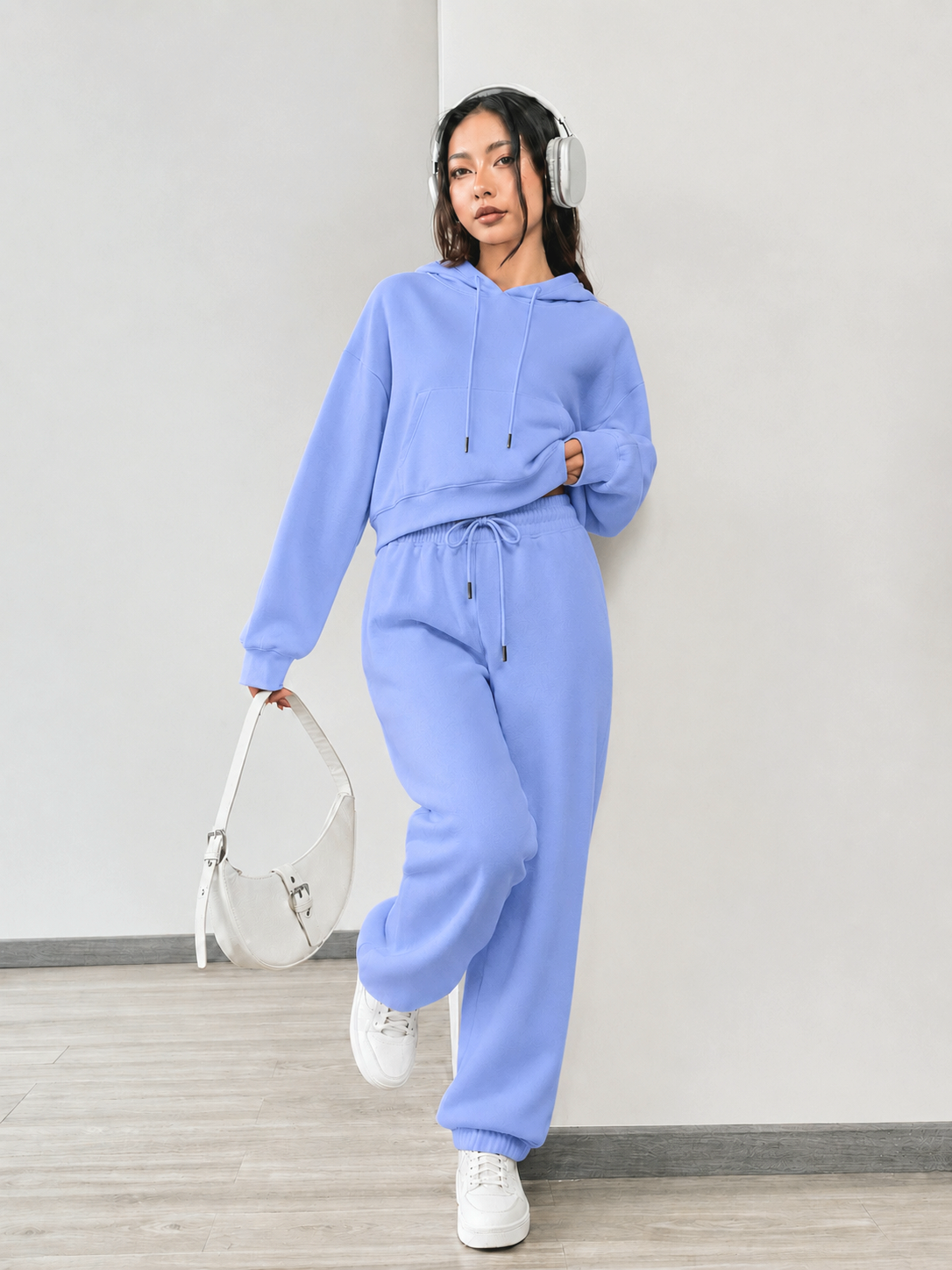 Everyday Comfort Cropped Hoodie Tracksuit Set