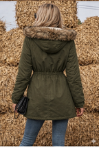 Women's Plus Size Faux-Fur Trim Hooded Parka Jacket