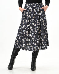 Floral midi skirt elastic waist - XD21