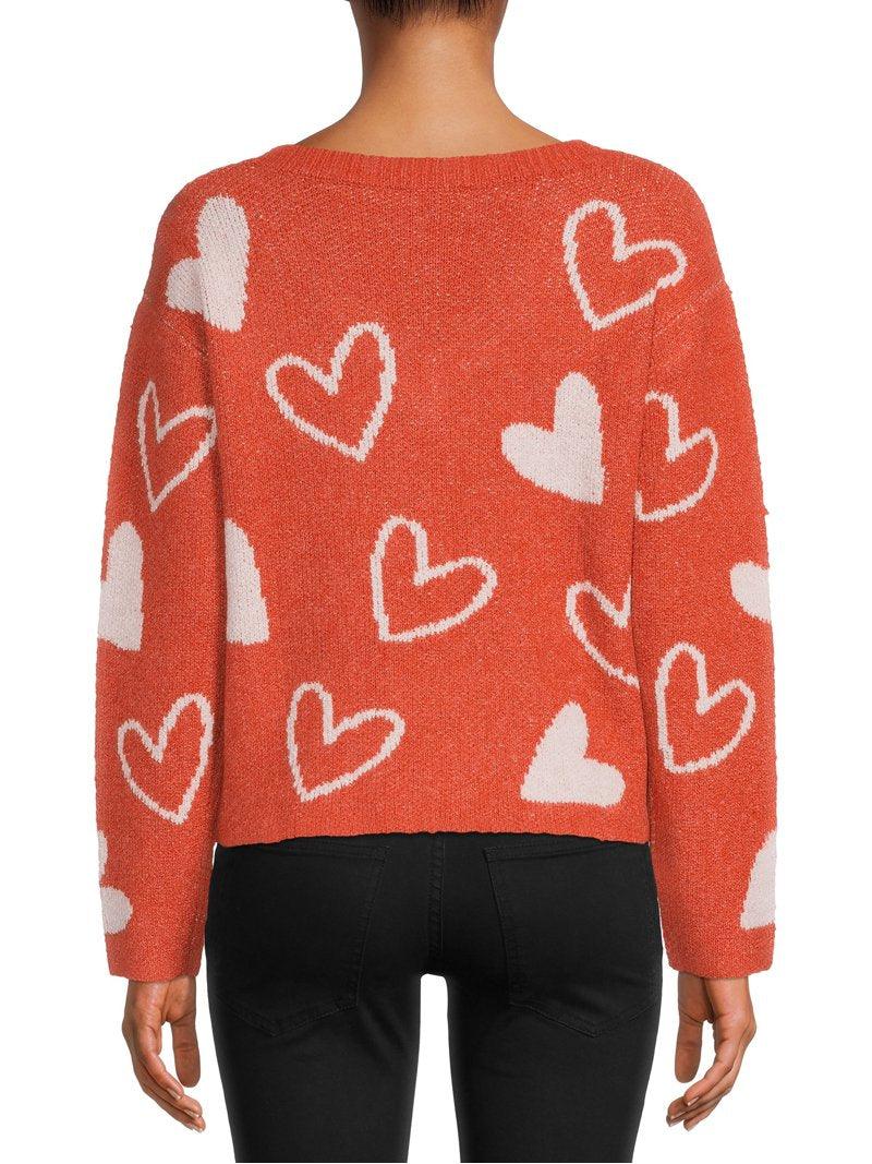 Heart Shape V Neck Knitted Sweater - XD21