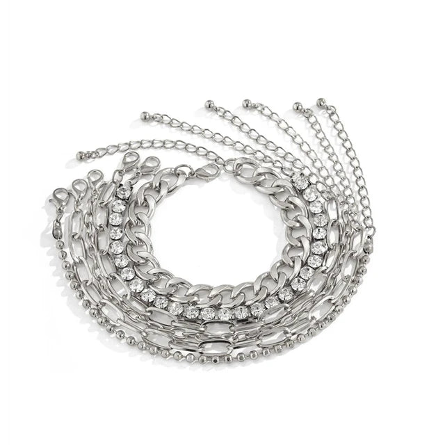 Diamond Chain Twisted Bracelet Set 6pc
