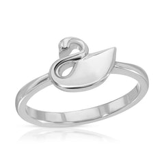 Silver Plain Swan Ring