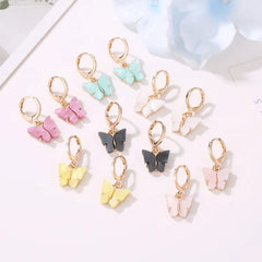 Colorful Acrylic Butterfly Earrings 5 set