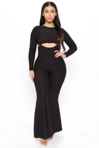 jacquard suspender flared pants set no XD21