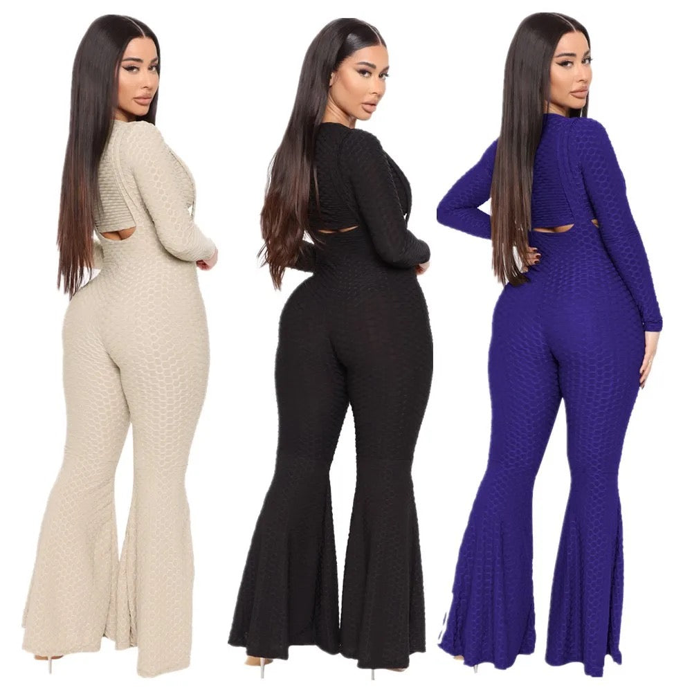 jacquard suspender flared pants set no XD21