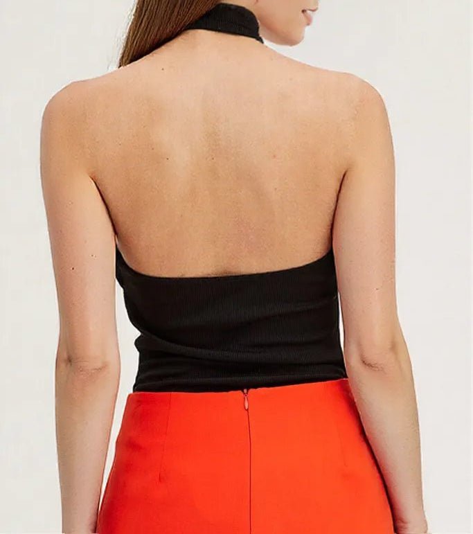Noir Chic Halter Bodysuit