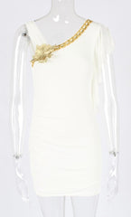 Mini Bodycon Lace Ruffel Dress - XD21