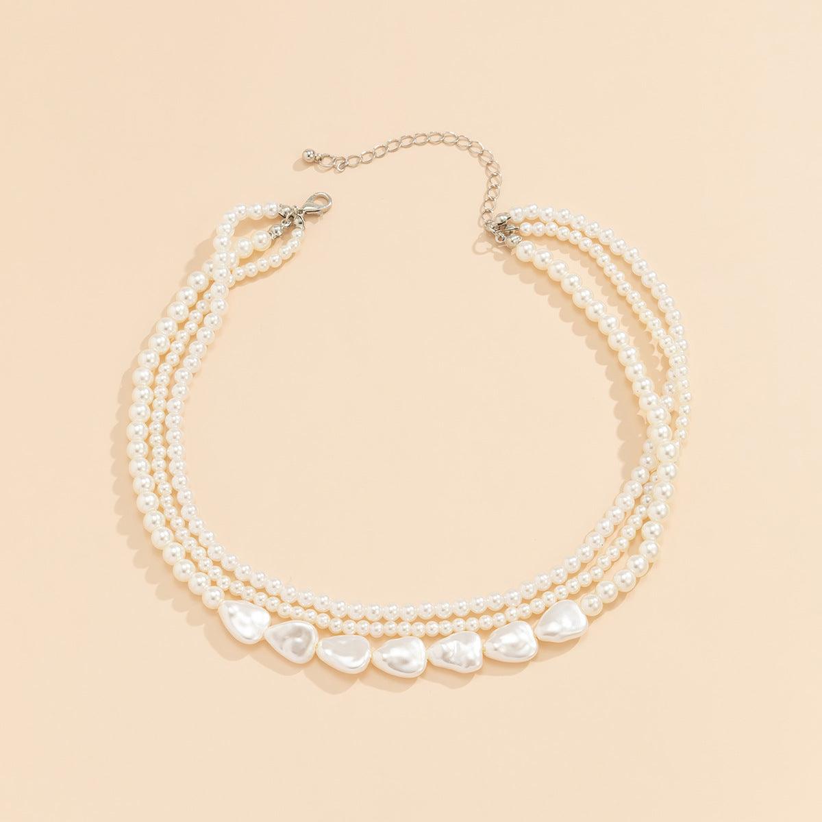 pearl twin necklace round beads - XD21