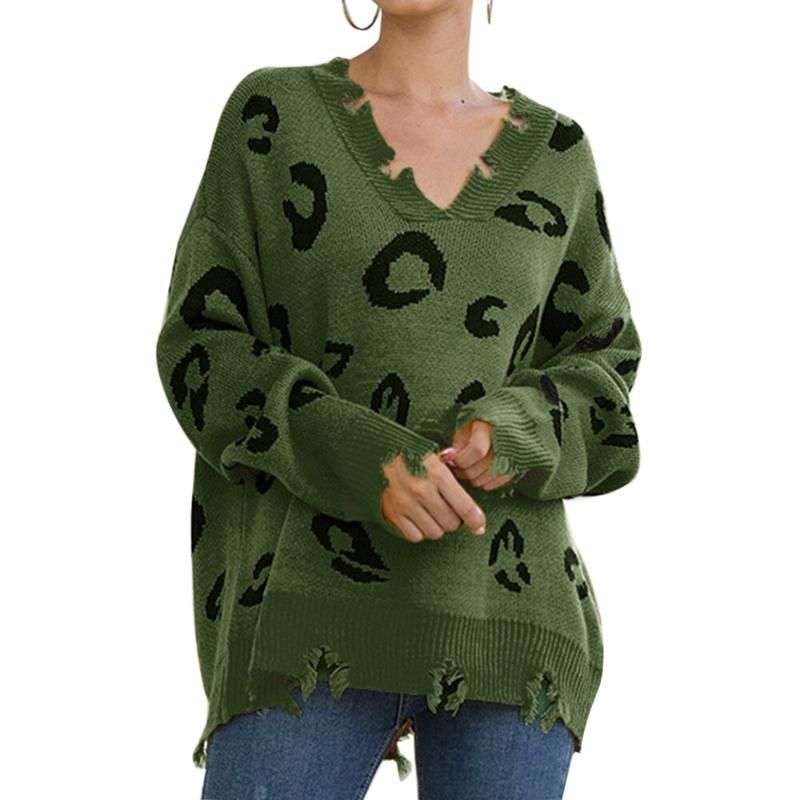 Leopard Print V-Neck Long Sleeve