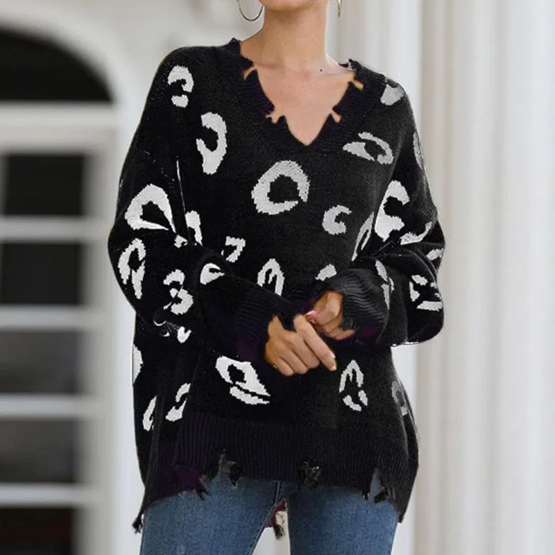 Leopard Print V-Neck Long Sleeve