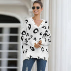Leopard Print V-Neck Long Sleeve