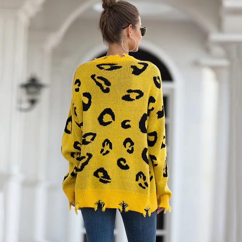 Leopard Print V-Neck Long Sleeve