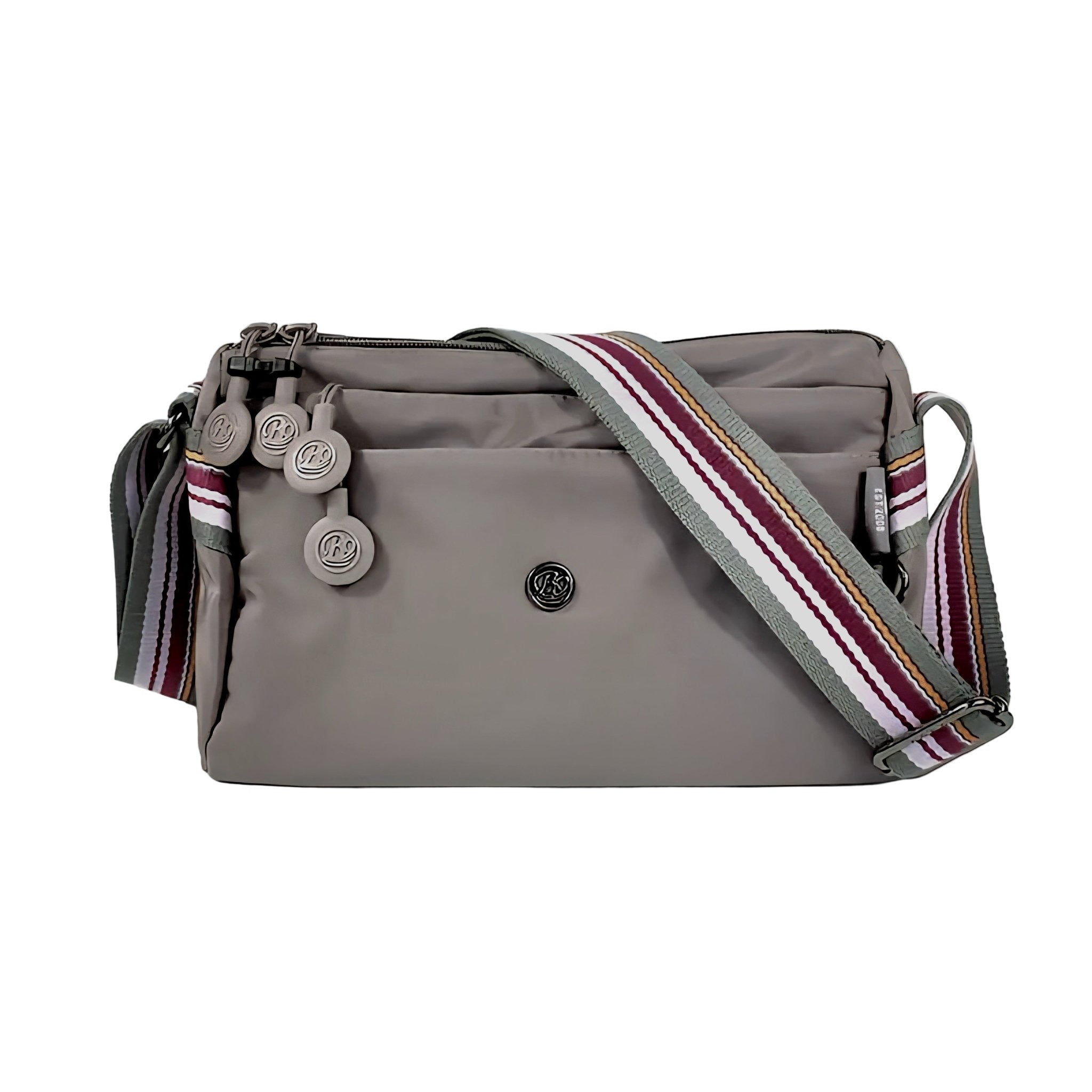Multi-Pocket Nylon Crossbody Bag with Adjustable Random Strap - 9203