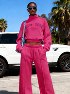 New York Graphic Tracksuit Set – Zip Collar Sweatshirt & Wide Leg Jogger Set