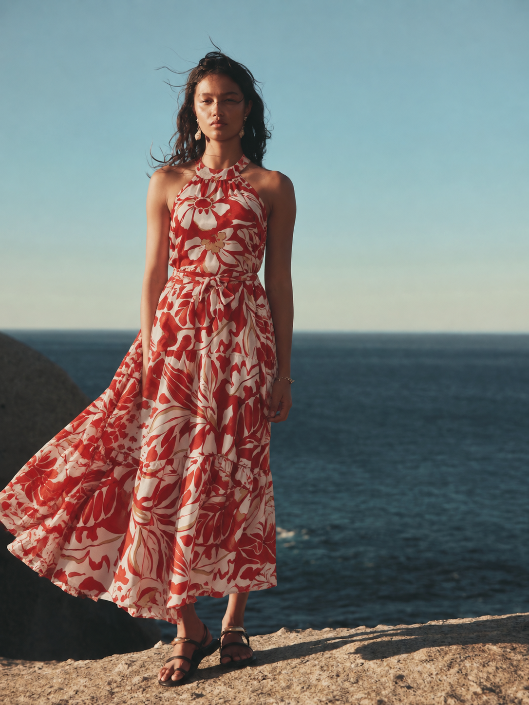 Women's Floral Halter Maxi Dress