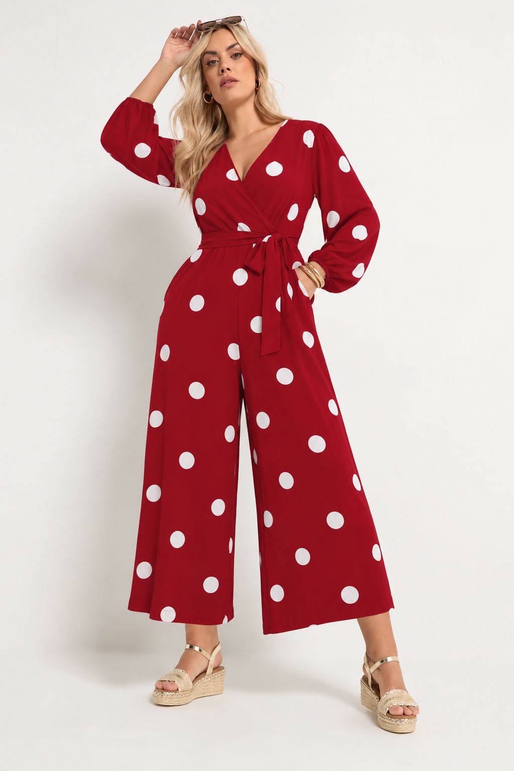 Curve Polka-Dot Wide-Leg Jumpsuit