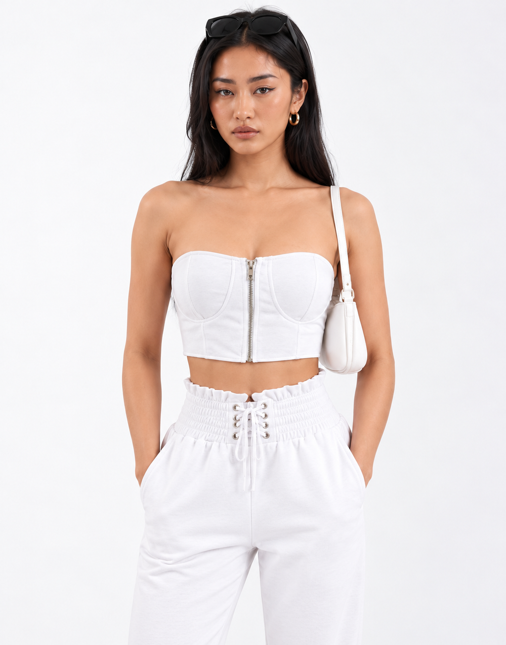 Strapless Crop Top and Joggers Set