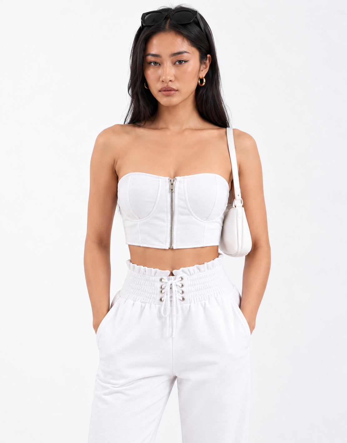 Strapless Crop Top and Joggers Set