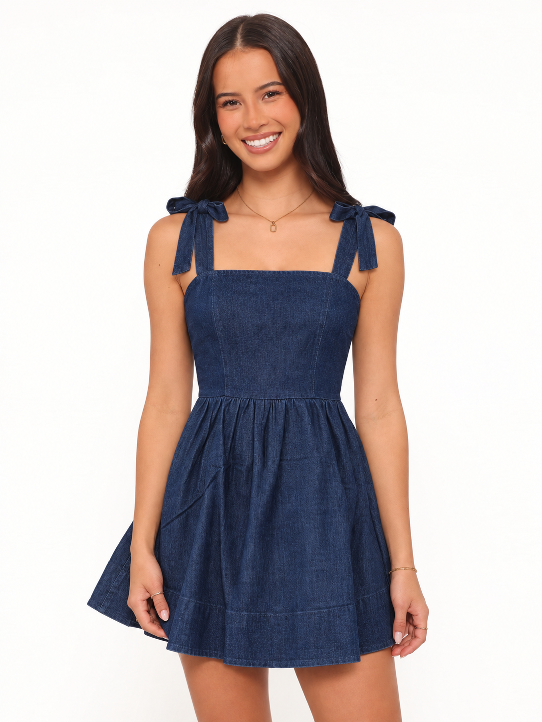 Fit-and-Flare Denim Mini Dress