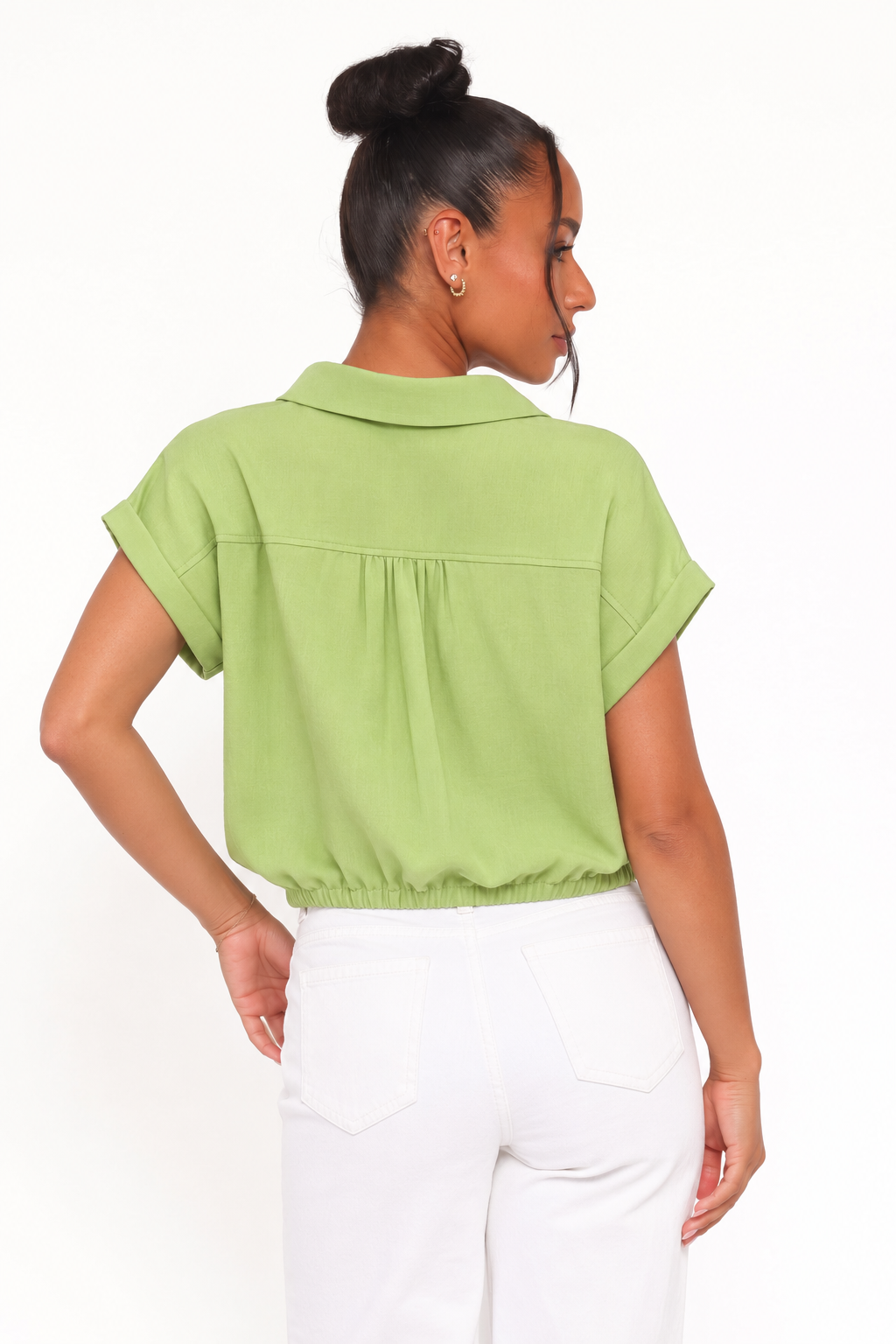 Modern Button-Front Cropped Shirt