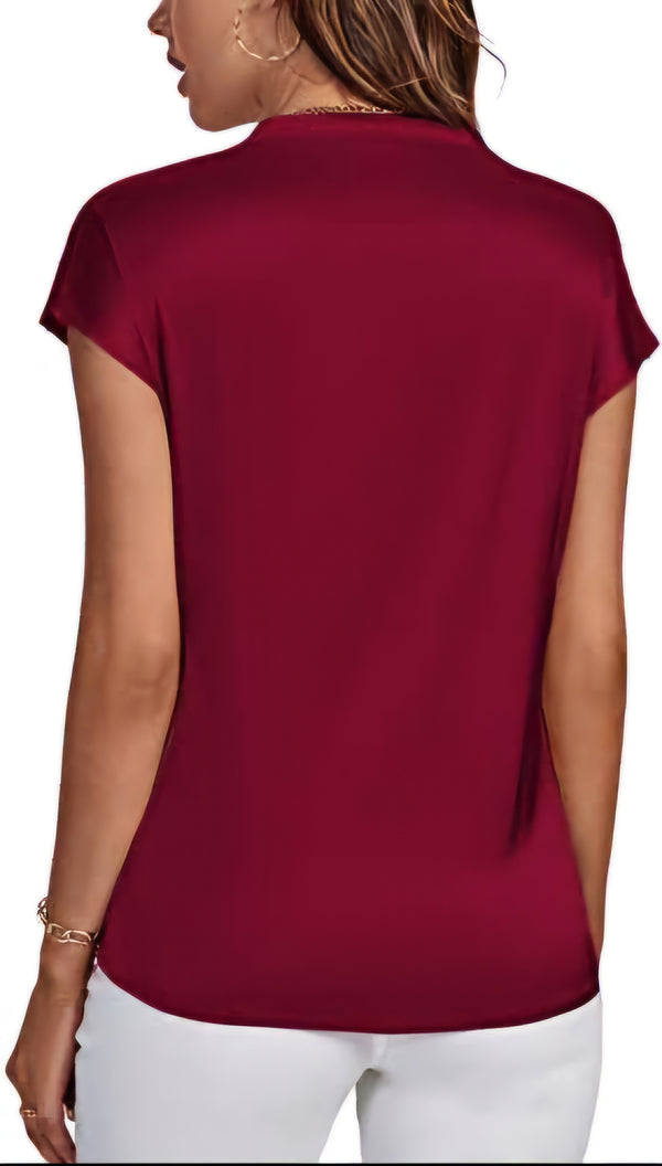 Flattering Wrap-Style Satin Blouse