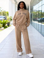 New York Graphic Tracksuit Set – Zip Collar Sweatshirt & Wide Leg Jogger Set