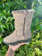 Faux Fur Lined Mid-Calf Winter Boots with Side Zip Detail
