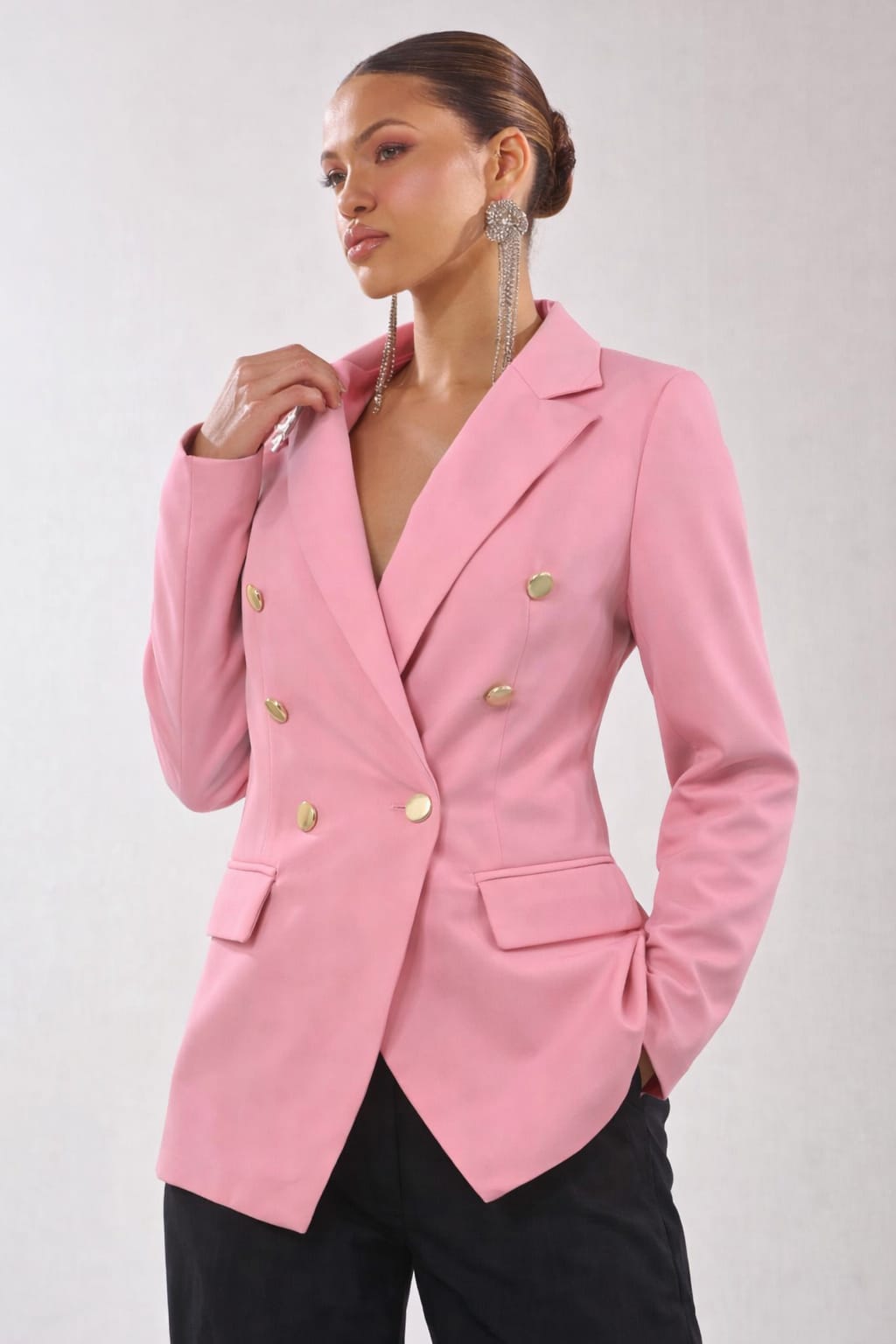 Double Breasted Blazer – Tailored Fit Gold Button Jacket
