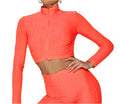 Honeycomb Textured Zipper Front Crop Top With Leggings
