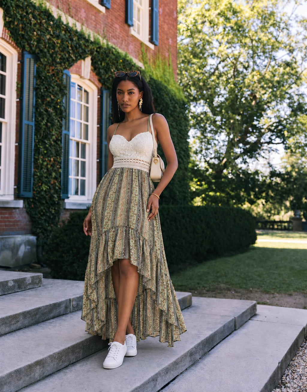 Floral Dress With Lace Top
