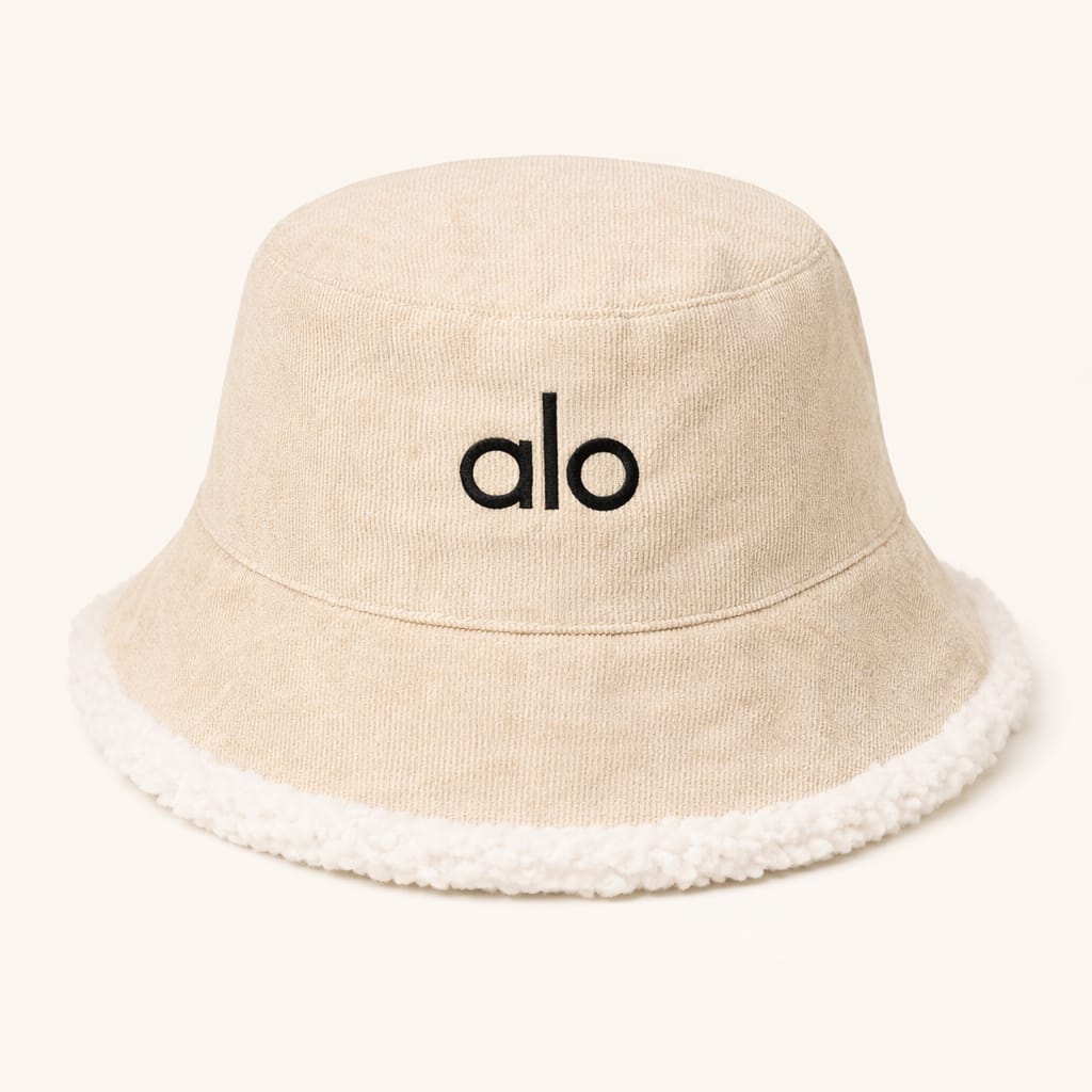 Plush Corduroy Bucket Hat with Fleece Trim