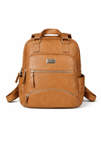 Multi-Pocket PU Leather Everyday Backpack 6082